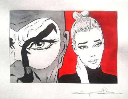 Giuseppe Candita | Diabolik - G. Candita - original artwork " Diabolik ed Eva Kant " - Page volante - Exemplaire unique (2022) | Catawiki