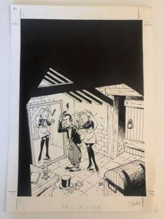 Clarke | Clarke - Dessin original - Mélusine T2 - Le Bal des vampires - Page de titre - (1995) | Catawiki