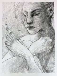 Giada Tonello | Giada Tonello Illustrazione originale - "Abbraccio Profondo" - Matita su carta - 35x50cm - (2018) | Catawiki