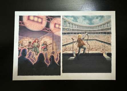 De J.Giner | Dibujo Original de J. Giner, «Rock Hard 1977». Zonas de concierto | Yojimbo Cómics