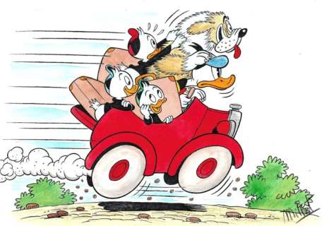 Millet | Donald, Huey, Dewey & Louie Duck - Millet - Original Drawing | Catawiki