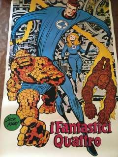 Jack Kirby | The Fantastic Four - Poster I Fantastici Quattro Corno 50x70 cm formato grande Disegno di Jack Kirby - Page volante - Exemplaire unique - (1973) | Catawiki