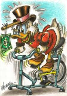 Joan Vizcarra | Uncle $crooge Cycling Training - Coloured pencil Art | Catawiki