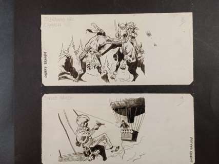 Roy D’amy | Cherry Brandy - Roy d’Amy - 2x Copertine Originali "Sterminio Nel Canyon, Duello Aereo" - Page volante - Exemplaire unique - (1956) | Catawiki