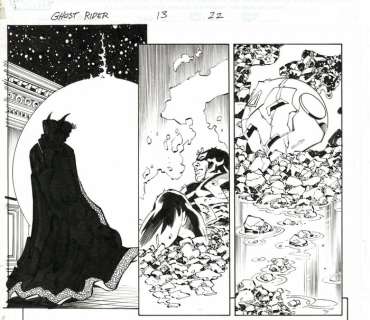 Javier Saltares Scott Hanna | Javier Saltares - Ghost Rider #13 World War Hulk - Page volante - Exemplaire unique - (2007) | Catawiki