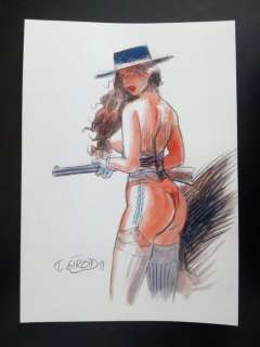 Girod, Thierry | Girod, Thierry - Dessin original couleur - Cow-Girl | Catawiki
