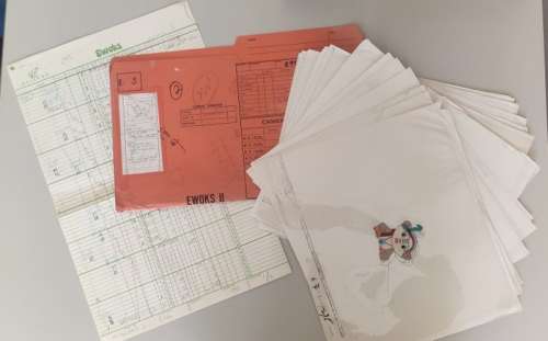 Paul Dini | STAR WARS EWOKS II - BIG LOT OF 21 ORIGINAL CELS + 21 DRAWINGS + 2 WORKSHEETS + 1 FOLDER FROM STAR WARS EWOKS II - Exemplaire unique - (1986) | Catawiki