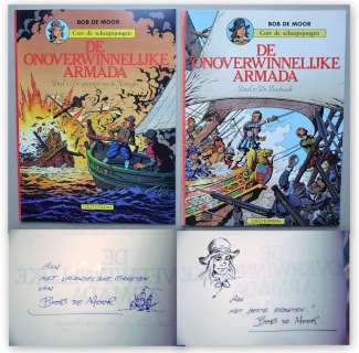 Moor, Bob de | Cori de scheepsjongen - De onoverwinnelijke armada 1 + 2 - Gesigneerd door Bob de Moor + fantekening - Broché - EO - (1978/1980) | Catawiki
