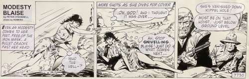 Romero, Enrique Badia | Romero, Enrique Badia - Originele strook - Modesty Blaise - The Girl in the Iron Mask - (1991) | Catawiki