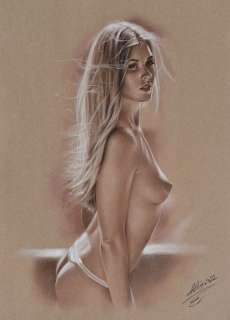 Denis Prenzel | Denis Prenzel - Original drawing - Pin-up - Nina - Size: 30 x 40 cm. - (2022) | Catawiki