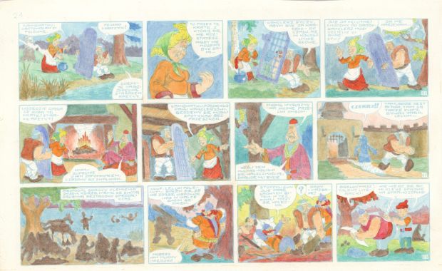 Janusz Christa (Współpraca: Marek Christa) | Kajko i Kokosz. Woje Mirmiła, strony 20 i 21, kolory | Galeria Komiksu