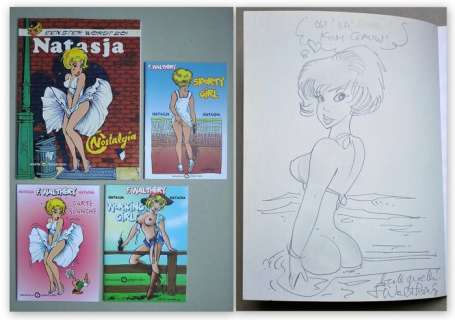 Walthéry | Walthéry - Natasja - Een ster wordt 20! + 3x Wonderland Uitgave - 1x Originele tekening / 3x gesigneerd - Broché - EO - (1990/2017) | Catawiki