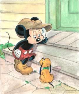 Tony Fernandez | Vintage Mickey Mouse with Baby Pluto After Charles Chaplin’s “The Kid” - Original Painting - Tony Fernandez Signed - Watercolor Art - Original Artwork | Catawiki