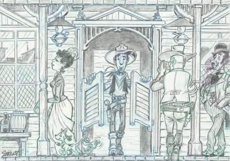 Bernat, Serrat | Bernat, Serrat - Original drawing - Lucky Luke | Catawiki