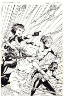 Jay Leisten, Steve McNiven | Uncanny Avengers #17 Cover - Wasp, Elektra, Rogue, And Synapse - 2017 Signed | Anthony’s Comic Book Art