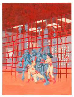 ROBOTS ATTACKING SPACE COUPLE GRAY MORROW ORIGINAL PAINTING. | Hake’s