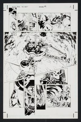 Mark Lipka, David Ross | Original Art from Aliens vs. Predator Annual #1 (1999) Page 2 Pencils by David Ross, Inks by Mark Lipka | mycomicshop.com (Buy It Now)