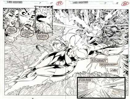 Ralph Cabrera, Stefano Raffaelle - x-men adventures #7 p 17-18 (sold live on ‘dueling dealers of comic art‘ episode #21 podcast on 6-9-2021 (re-watch this funny art selling show here)