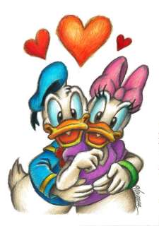 Joan Vizcarra | Donald & Daisy Duck Love - Original Drawing - Joan Vizcarra - Pencil Art - Original Artwork | Catawiki