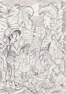 Jordan, Julian | Jordan, Julian - Original drawing - Lucky Luke - Michelangelo Junior | Catawiki