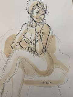 Meynet, Félix | Meynet, Félix - Dessin original - Mirabelle pensive | Catawiki