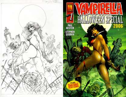 Tommy Castillo - vampirella halloween special #1 cover (sold live on ‘dueling dealers of comic art‘ episode #35 podcast on 9-4-2021(re-watch this funny art selling show here)