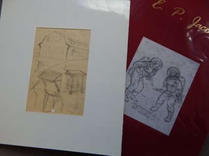 E.P. Jacobs | E.P. Jacobs - Originele, gepubliceerde tekening - Ontwerp huis van Jacobs + luxe album - (1955/1990) | Catawiki