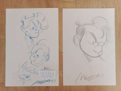 José-Luis Munuera | Spirou et Fantasio - 2 Dessins dédicacés par Munuera - (2017) | Catawiki