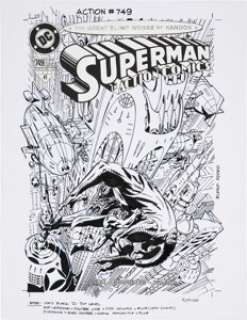 Paul Rivoche Action Comics #749 Superman Cover Original Art (DC, 1998). Paul Rivoche‘s fantastic science -