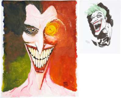 Chris Moreno and David Baron Joker Portrait Illustration Original Art Group of 2 (2008). These expressive -
