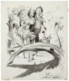 JACK COLE (American, 1914-1958) Playboy cartoon illustration, page 29, August 1954 Ink/watercolor on paper 15.5 -