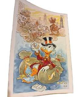 Alessandro Gottardo - Uncle Scrooge - "Ricordi aurei" - Signed Original Watercolour Painting by Alessandro Gottardo (2022)
