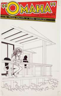 Reed Waller Omaha the Cat Dancer #2 Cover Original Art (SteelDragon Press, 1986). With her lover, Chuck, -