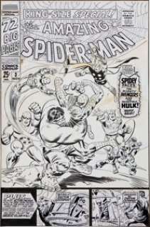 John Romita Sr. Amazing Spider-Man Annual #3 Spider-Man vs. the Hulk and the Mighty Avengers Cover Original Art -