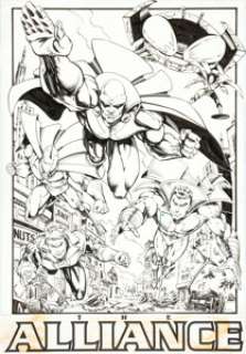 Sergio Cariello and Nick Napolitano Justice League America Annual #10 Splash Page 4 Original Art (DC, 1996). -