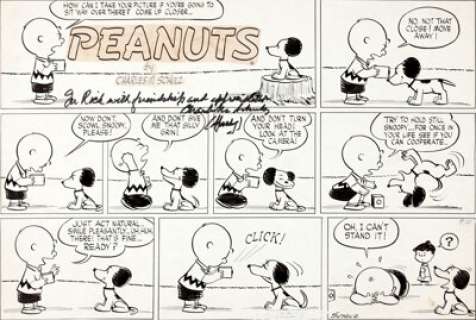 Charles Schulz Peanuts Sunday Comic Strip Original Art dated 9-20-53 (United Feature Syndicate, 1953). Snoopy - | Heritage