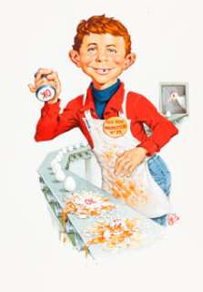 Jack Rickard Eggs-Rated Mad Cover Original Art (Popular Library, 1981). The yolk‘s on Alfred E. Neuman in this -