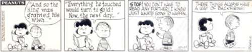 Charles Schulz Peanuts Daily Comic Strip Original Art dated 10-21-59 (United Feature Syndicate, 1959). Lucy and Linus - | Heritage