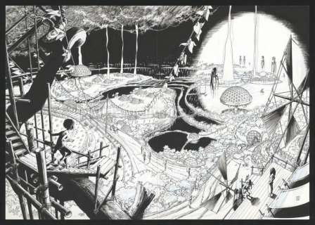 Olivier Vatine | Double Planche originale 52, 53 - Alpha - Niourk | Daniel Maghen