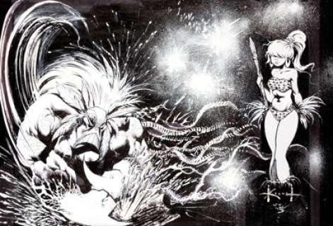 Sam Kieth Wizard #20 The Maxx and the Leopard Queen Gatefold Cover Original Art (Wizard, 1993). The Maxx creator -