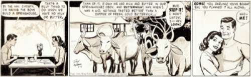 Roy Crane Buz Sawyer Daily Comic Strip Original Art dated 3-15-49 (King Features Syndicate, 1949). This romantic -