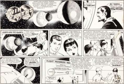 Al McWilliams Twin Earths Sunday Comic Strip Original Art dated 1-12-58 (United Feature Syndicate, 1958). -