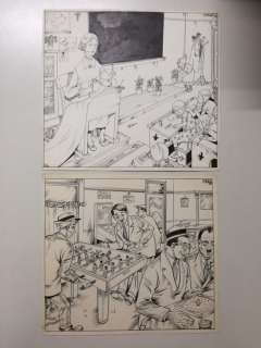 Buth | Buth - 2x Originele tekening - De Malcontenten - In de klas - Caféleute - (1947/1951) | Catawiki
