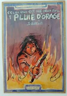 Derib | Derib - Dessin original couleur - Projet de couverture - Celui qui est né deux fois T1 - Pluie d’orage - (1983) | Catawiki
