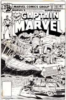 Herb Trimpe Captain Marvel #60 Cover Drax the Destroyer Original Art (Marvel, 1976). Captain Mar-Vell and -