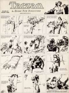 Hal Foster Tarzan Sunday Comic Strip Original Art dated 8-14-32 (United Feature Syndicate, 1932). An exciting -