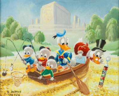 Carl Barks Money Lake Preliminary Painting Original Art (Another Rainbow, c. 1985). In the mid 1980s, Carl - | Heritage