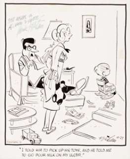 Hank Ketcham Dennis the Menace Daily Comic Strip Original Art dated 10-27-51 (Post-Hall Syndicate, Inc., 1951)....