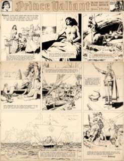 Hal Foster Prince Valiant Sunday Comic Strip #214 Original Art dated 3-16-41 (King Features Syndicate, 1941).... (Total: 2 Original Art) | Heritage