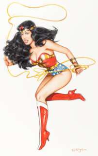Olivia (Olivia De Berardinis) - Wonder Woman (Bettie Page) Painting Original Art (2017)....